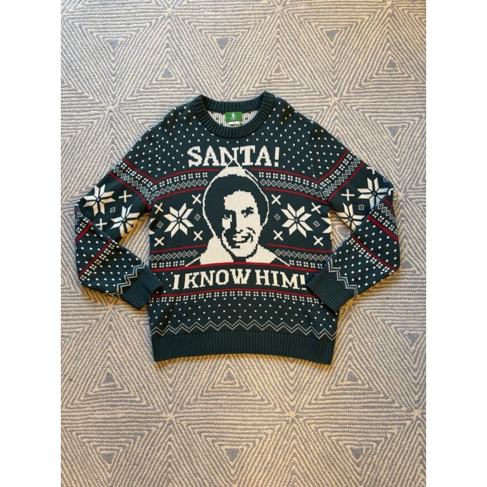 Elf Santa I Know Him! Ugly Sweater -‎ Green/White/Red - Medium